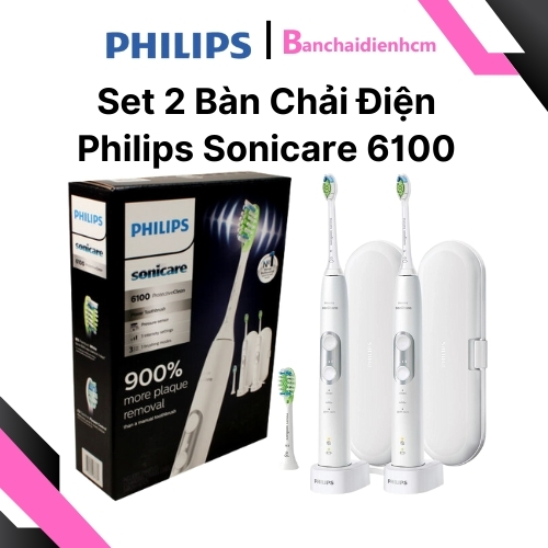 Set 2 Bàn chải điện Philips Sonicare 6100 Chính Hãng